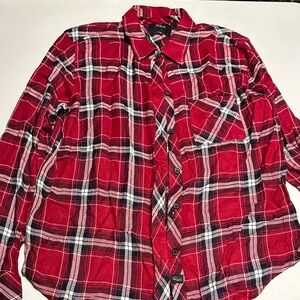 Rails plaid hunter crimson, white, and navy rayon button down women’s